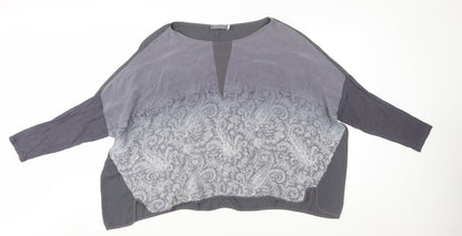 Mint Velvet Womens Grey Paisley Silk Blend Tunic Blouse Size 16