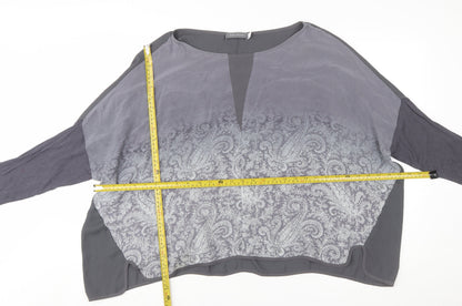 Mint Velvet Womens Grey Paisley Silk Blend Tunic Blouse Size 16