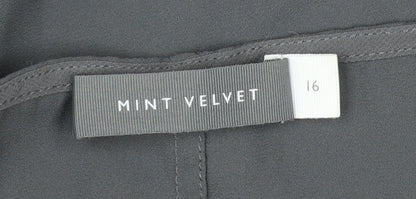 Mint Velvet Womens Grey Paisley Silk Blend Tunic Blouse Size 16