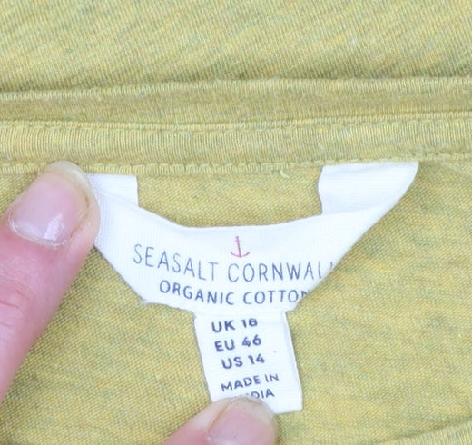Seasalt Cornwall Women's Yellow Long Sleeve Organic Cotton Top Size 18