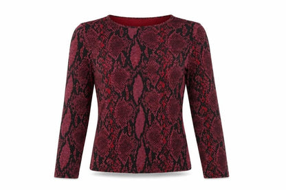 New Look Women Red Animal Print Long Sleeve Jersey Top Size 12