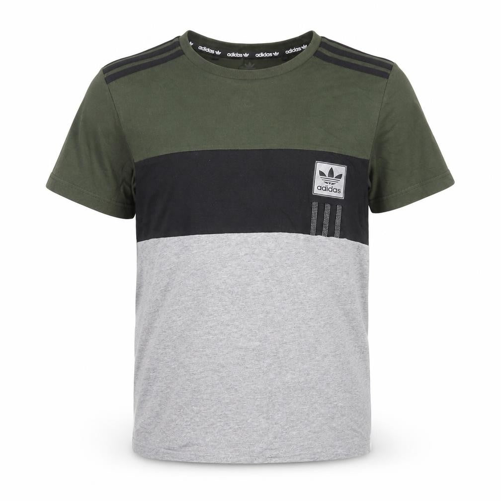 Front view of Adidas boys’ multicoloured 13-14 years colourblock logo cotton t-shirt