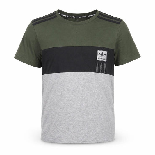 Front view of Adidas boys’ multicoloured 13-14 years colourblock logo cotton t-shirt