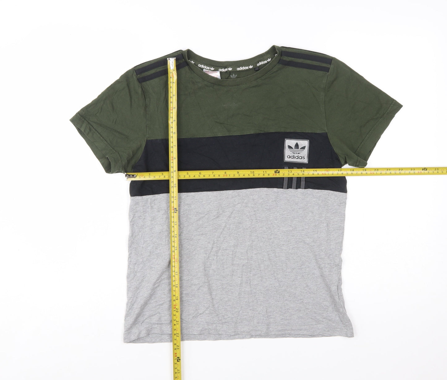 Adidas Boys Multicoloured 13-14 Years Colourblock Logo Cotton T-Shirt