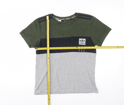 Adidas Boys Multicoloured 13-14 Years Colourblock Logo Cotton T-Shirt