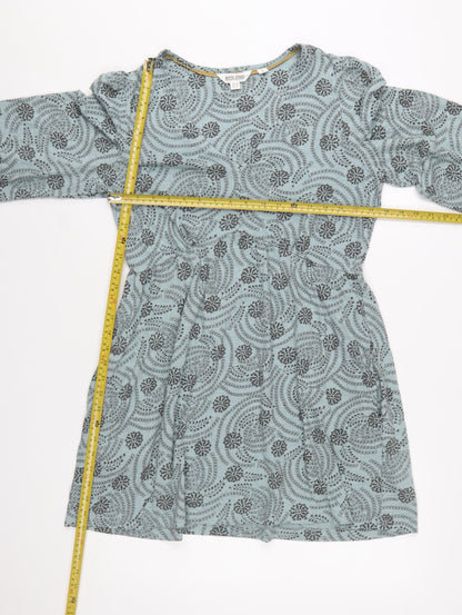 White Stuff Women Blue Floral A-Line Cotton Dress UK 10