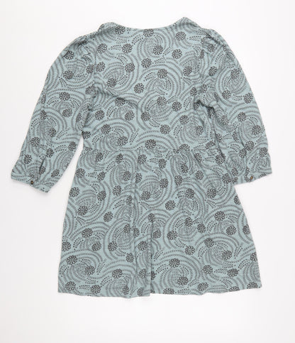 White Stuff Women Blue Floral A-Line Cotton Dress UK 10