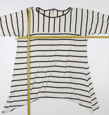 Saloos Women’s White Black Striped 3/4 Sleeve Tunic Top Size 20