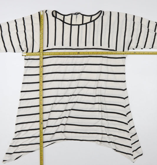 Saloos Women’s White Black Striped 3/4 Sleeve Tunic Top Size 20