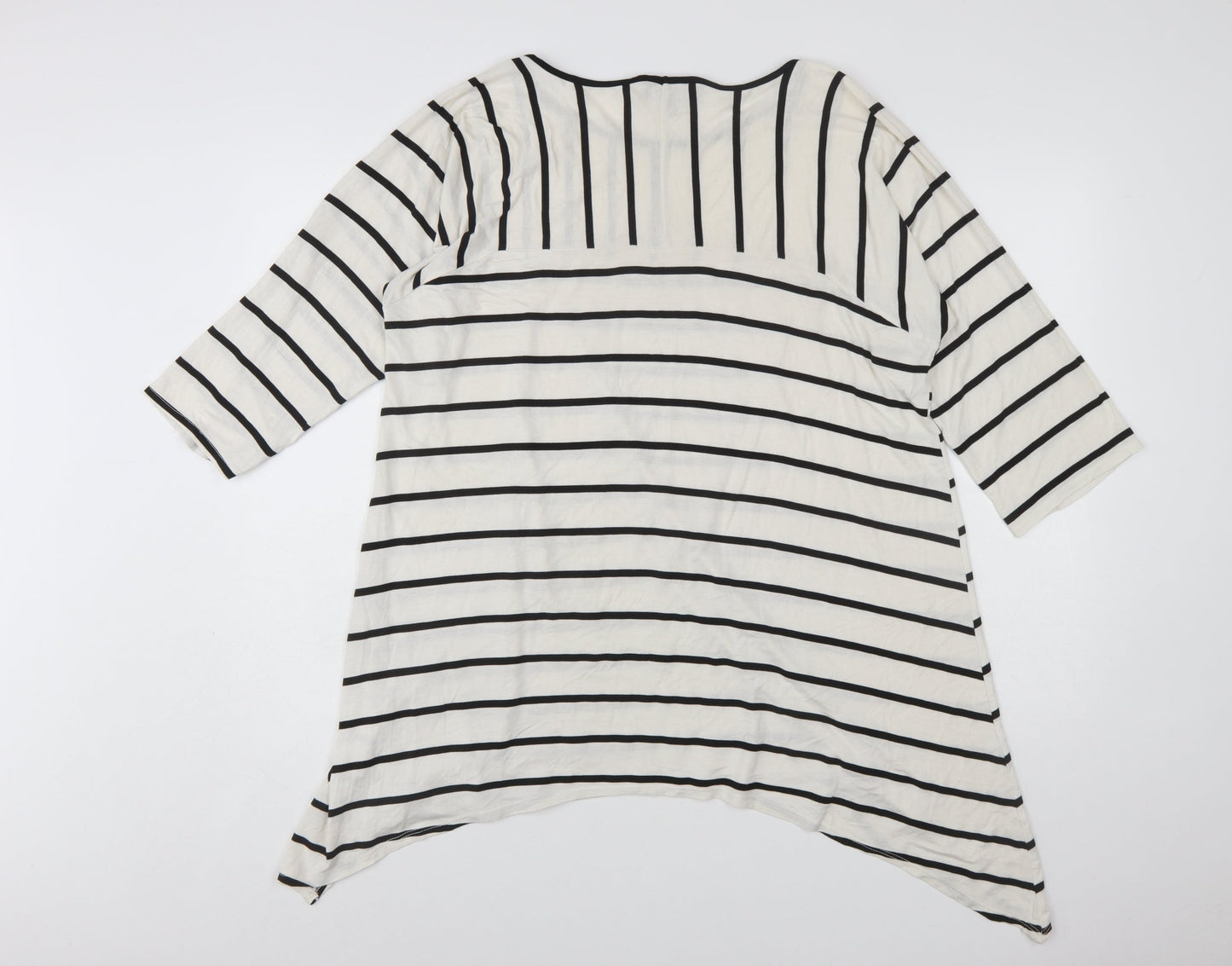 Saloos Women’s White Black Striped 3/4 Sleeve Tunic Top Size 20