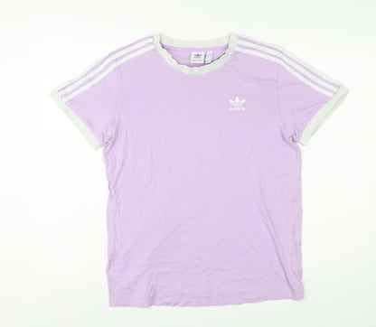 Adidas Women Purple Ringer T-Shirt Size 10 Short Sleeve Retro Style
