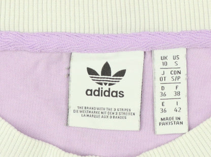Adidas Women Purple Ringer T-Shirt Size 10 Short Sleeve Retro Style
