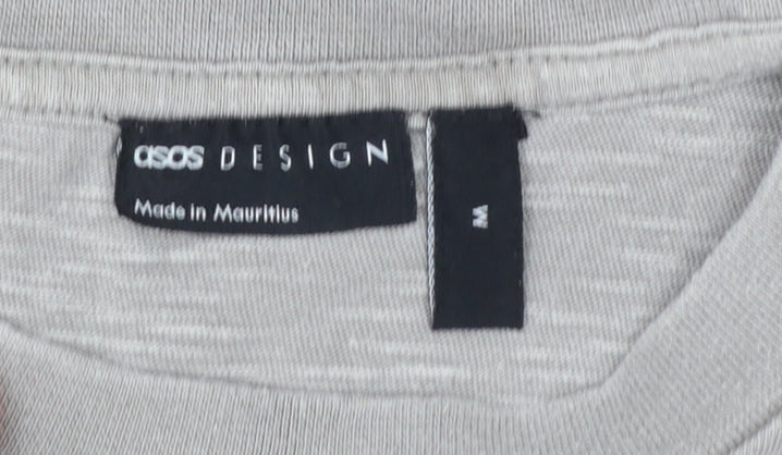 ASOS DESIGN Men's Grey Graphic Pullover Sweatshirt M Regular Fit