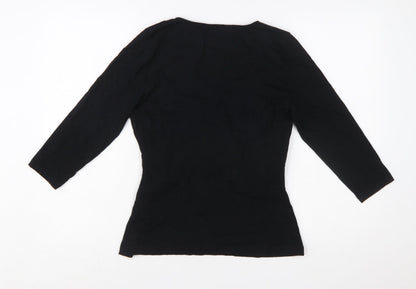 Sosandar Womens Black Size 12 Wrap Jersey Blouse Top