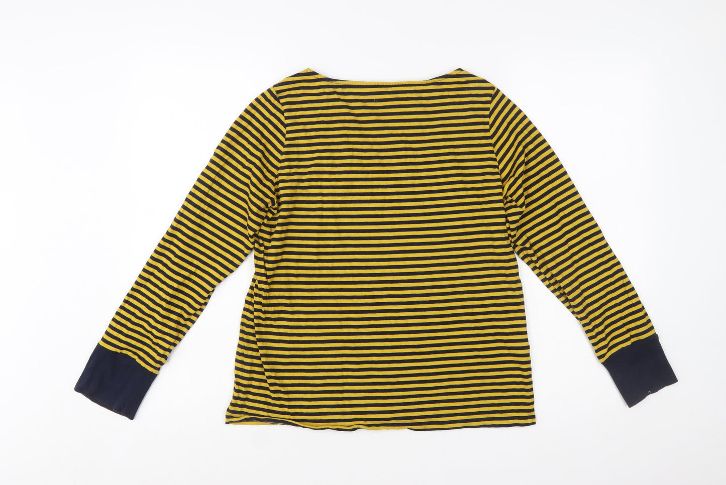 Laura Ashley Women’s Yellow Striped Cotton Long Sleeve T-Shirt UK 14