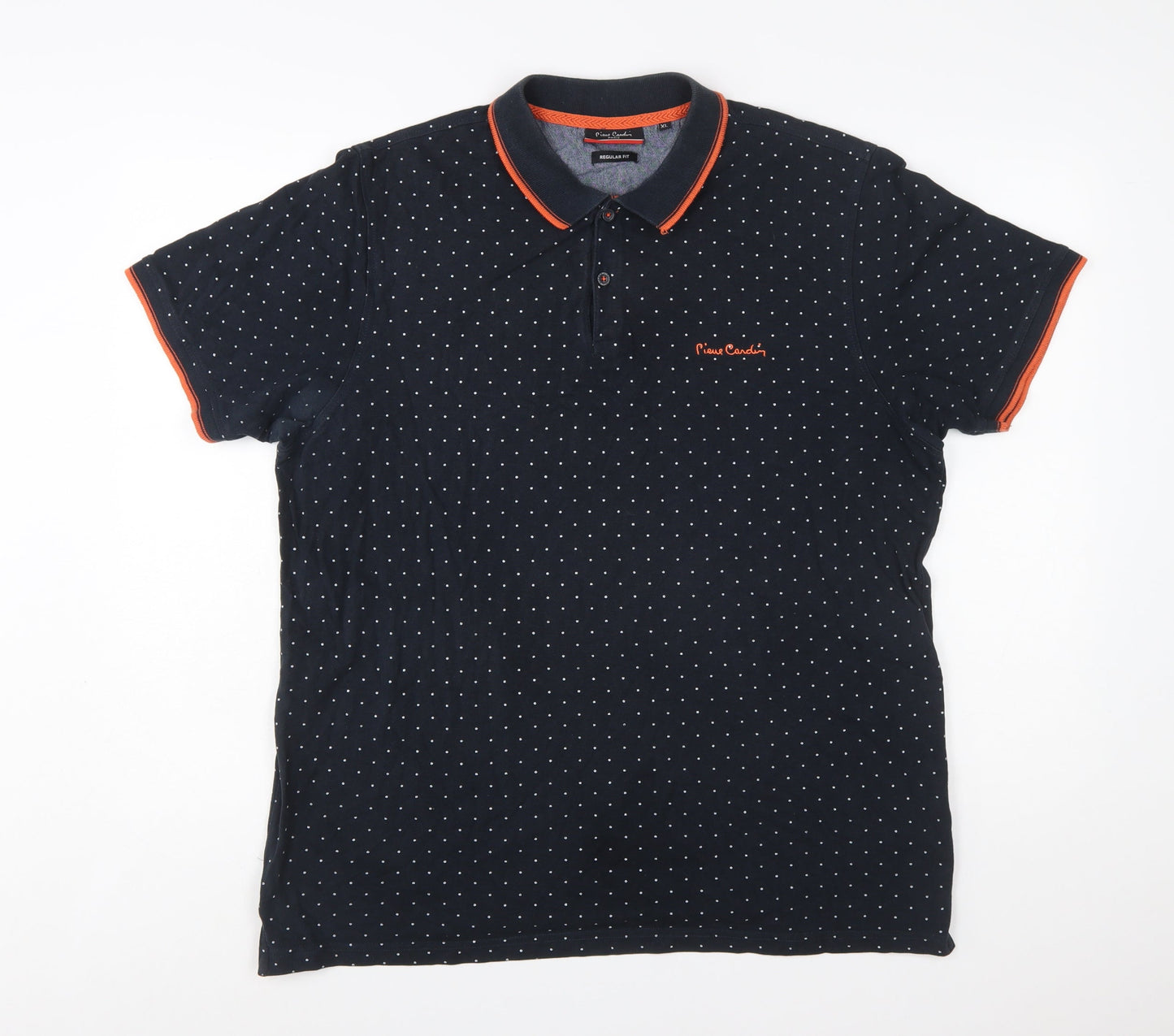 Pierre Cardin Men's Black Polka Dot Regular Fit Polo Shirt XL