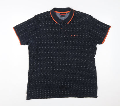 Pierre Cardin Men's Black Polka Dot Regular Fit Polo Shirt XL