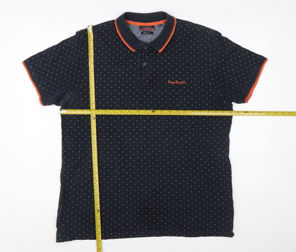 Pierre Cardin Men's Black Polka Dot Regular Fit Polo Shirt XL