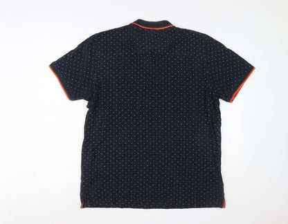 Pierre Cardin Men's Black Polka Dot Regular Fit Polo Shirt XL