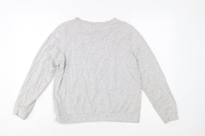 Oasis Women's Grey Rainbow Embroidered Pullover Sweatshirt Size S