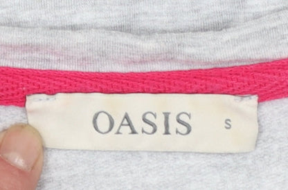 Oasis Women's Grey Rainbow Embroidered Pullover Sweatshirt Size S