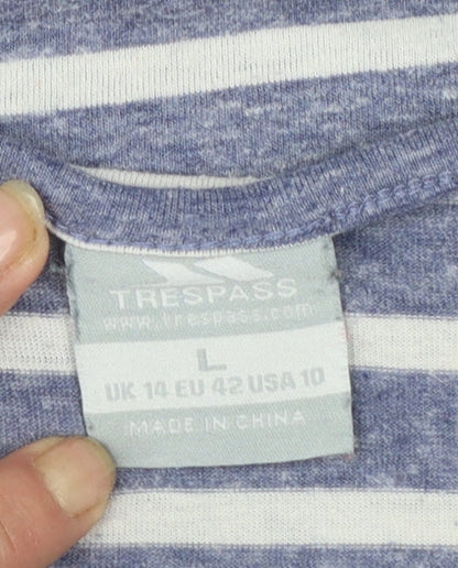 Trespass Womens Blue White Striped Crew Neck T-Shirt UK 14