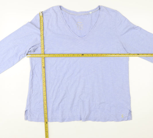 Joules Women Pale Blue V-Neck Long Sleeve Cotton Jersey Top Size 16
