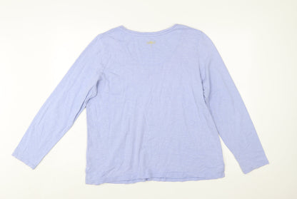 Joules Women Pale Blue V-Neck Long Sleeve Cotton Jersey Top Size 16