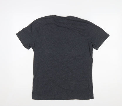 Garage Inc Men's Grey Adventure Print Crew Neck Graphic T-Shirt Medium