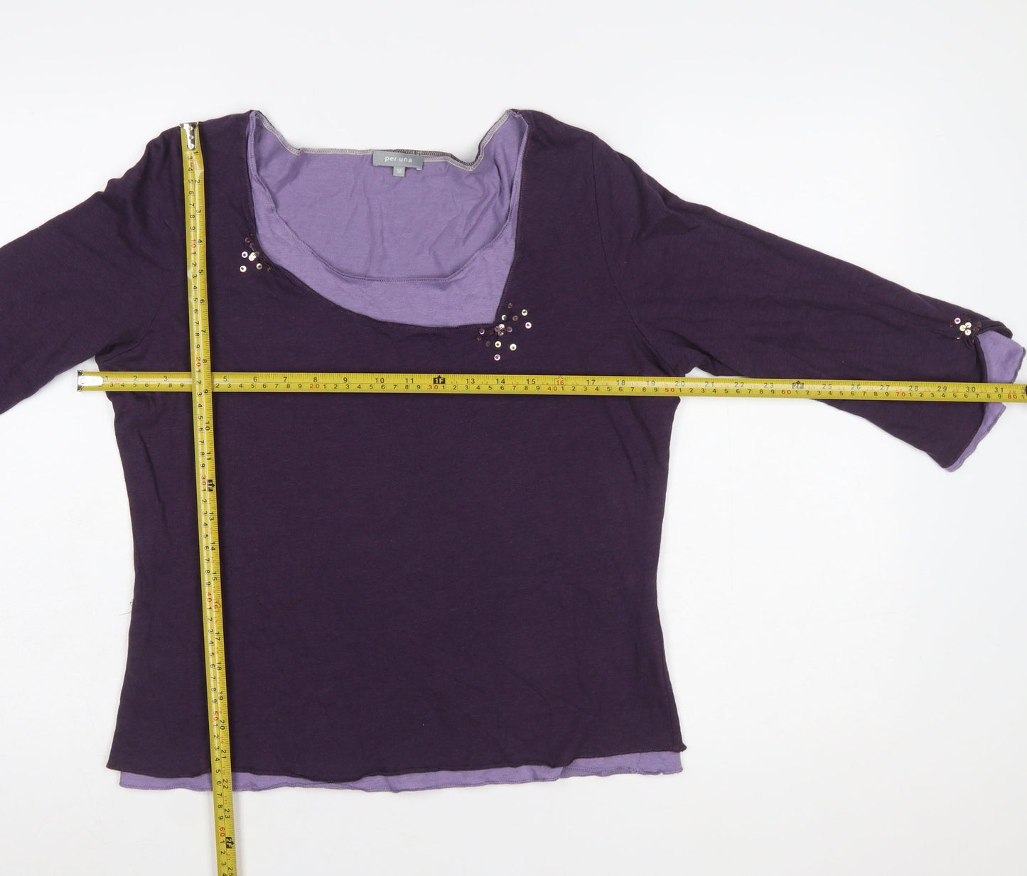 Marks and Spencer Per Una Women’s Purple 3/4 Sleeve Sequin T-Shirt Size 16