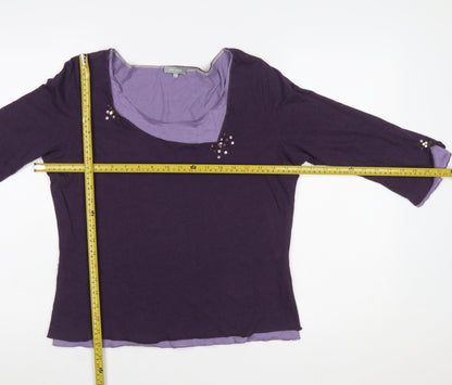 Marks and Spencer Per Una Women’s Purple 3/4 Sleeve Sequin T-Shirt Size 16