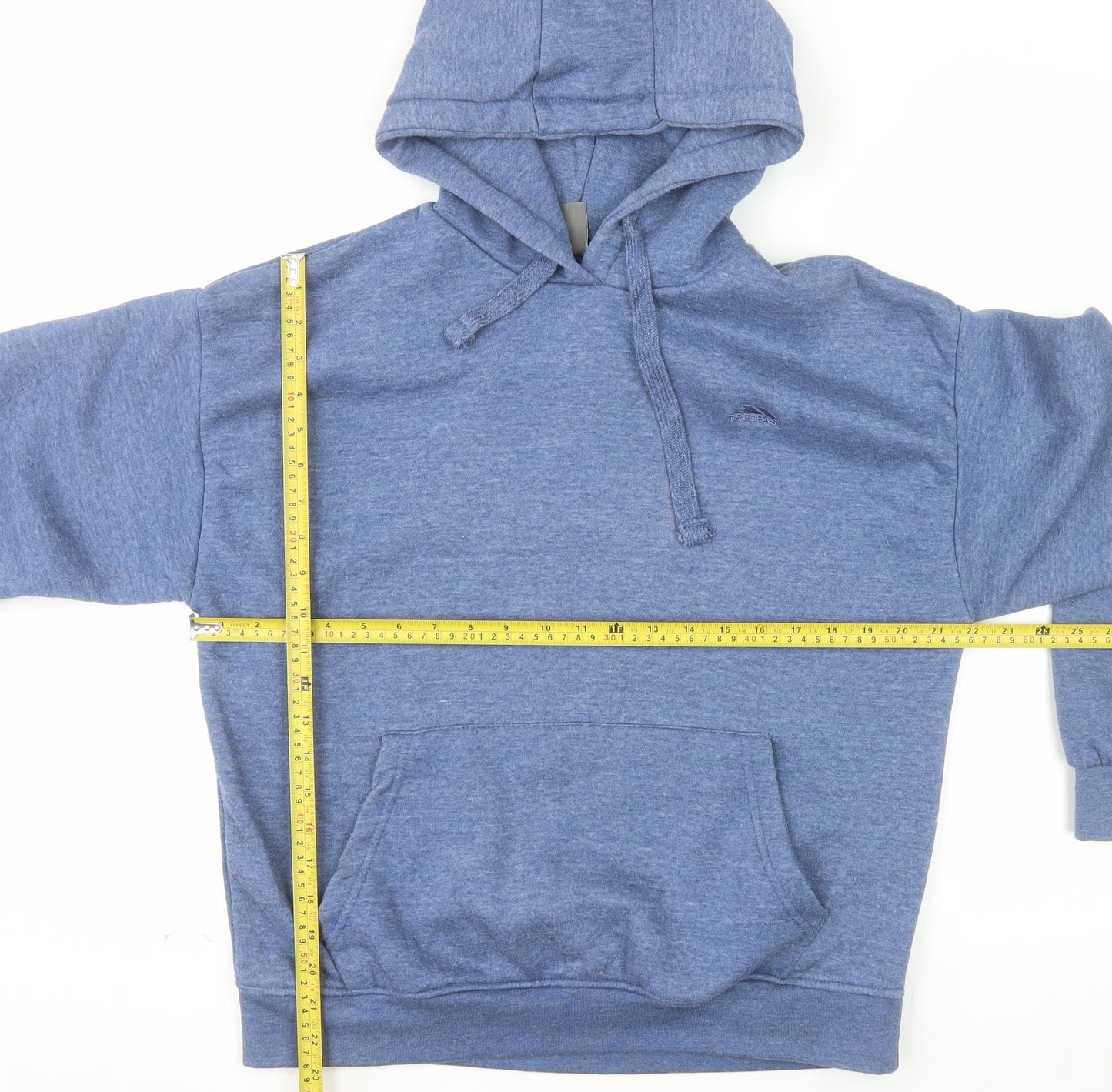 Trespass Men's Blue Pullover Hoodie Medium Fleece Cotton Blend