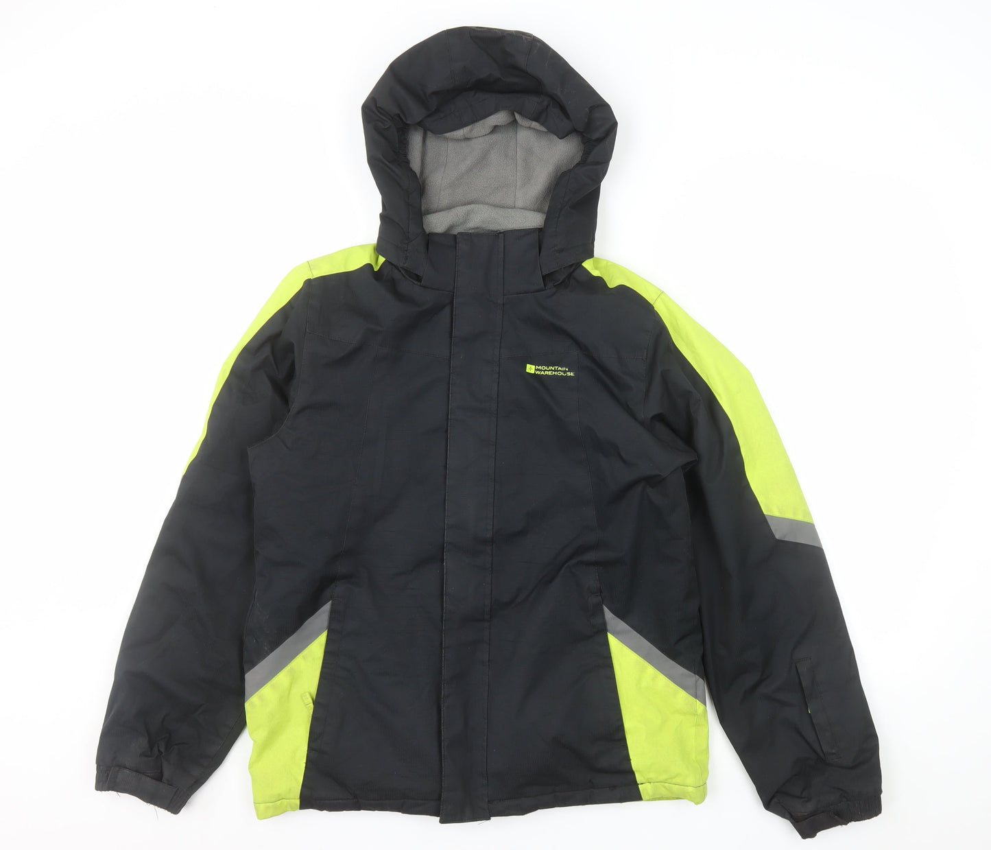 Mountain Warehouse Boys Black Ski Jacket 13 Years Hooded Water Resistant