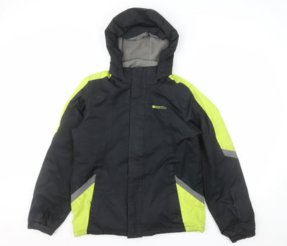 Mountain Warehouse Boys Black Ski Jacket 13 Years Hooded Water Resistant