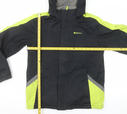 Mountain Warehouse Boys Black Ski Jacket 13 Years Hooded Water Resistant