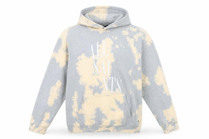 AllSaints Men's Grey Beige Tie-Dye Hoodie Large Cotton Pullover