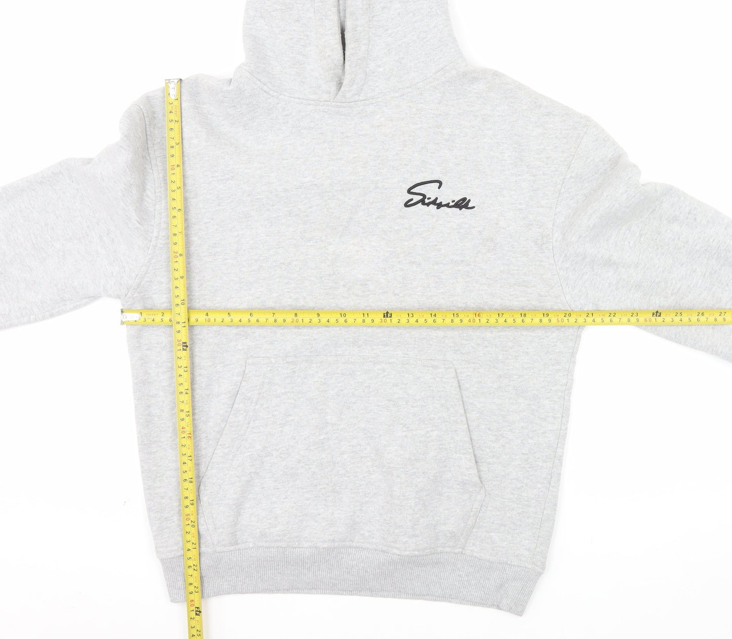SikSilk Men's Grey Pullover Hoodie Size S Regular Fit Streetwear