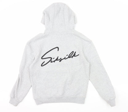 SikSilk Men's Grey Pullover Hoodie Size S Regular Fit Streetwear