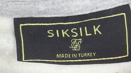 SikSilk Men's Grey Pullover Hoodie Size S Regular Fit Streetwear