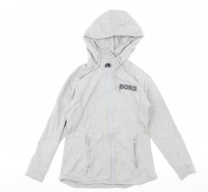 Bjorn Borg Womens Grey Full Zip Hoodie Size 6 Cotton Blend