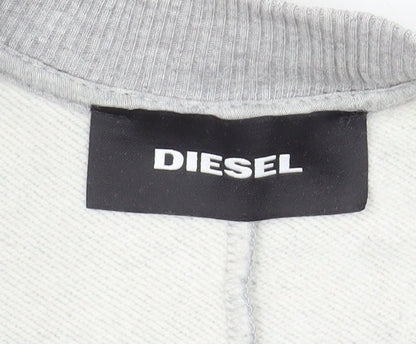 Diesel Men's Black & Grey Half Zip Sweatshirt XL Cotton Reversible