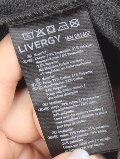 Livergy Men’s Grey Full Zip Hoodie Size L Cotton Blend