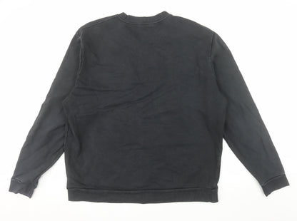 AllSaints Men's Black Logo Sweatshirt XL Crew Neck Cotton