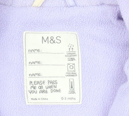 Marks and Spencer Unisex Baby Purple Bunny Hooded Coverall 0-3 Months