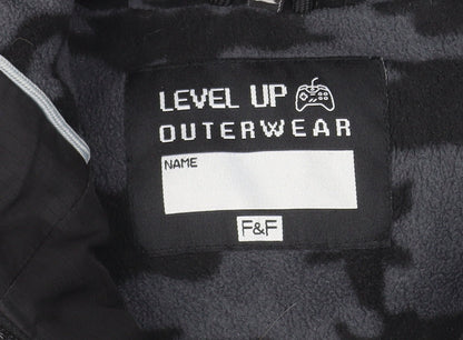 F&F Boys Black Hooded Puffer Jacket 9-10 Years Winter Warm Coat