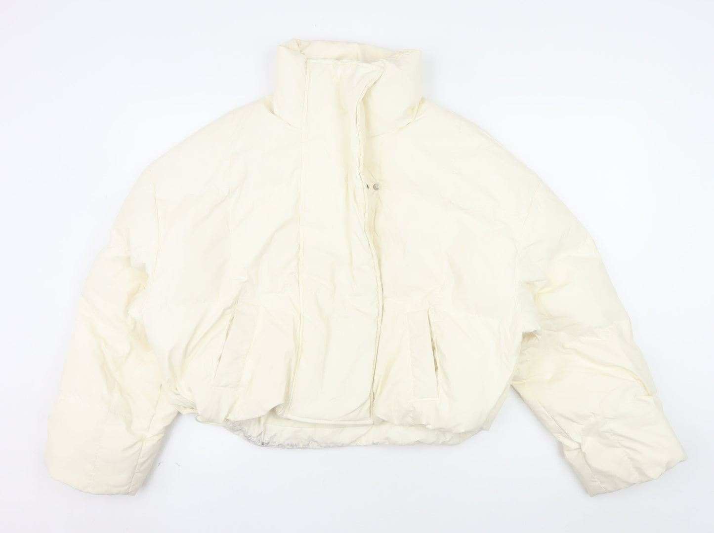 COLDDLE Women’s Ivory Cropped Puffer Jacket Size S Down Filled
