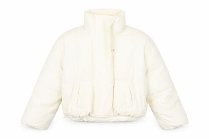 COLDDLE Women’s Ivory Cropped Puffer Jacket Size S Down Filled