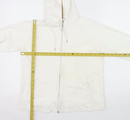 Next Women White Full Zip Hoodie UK 14 Cotton Casual Sweatshirt