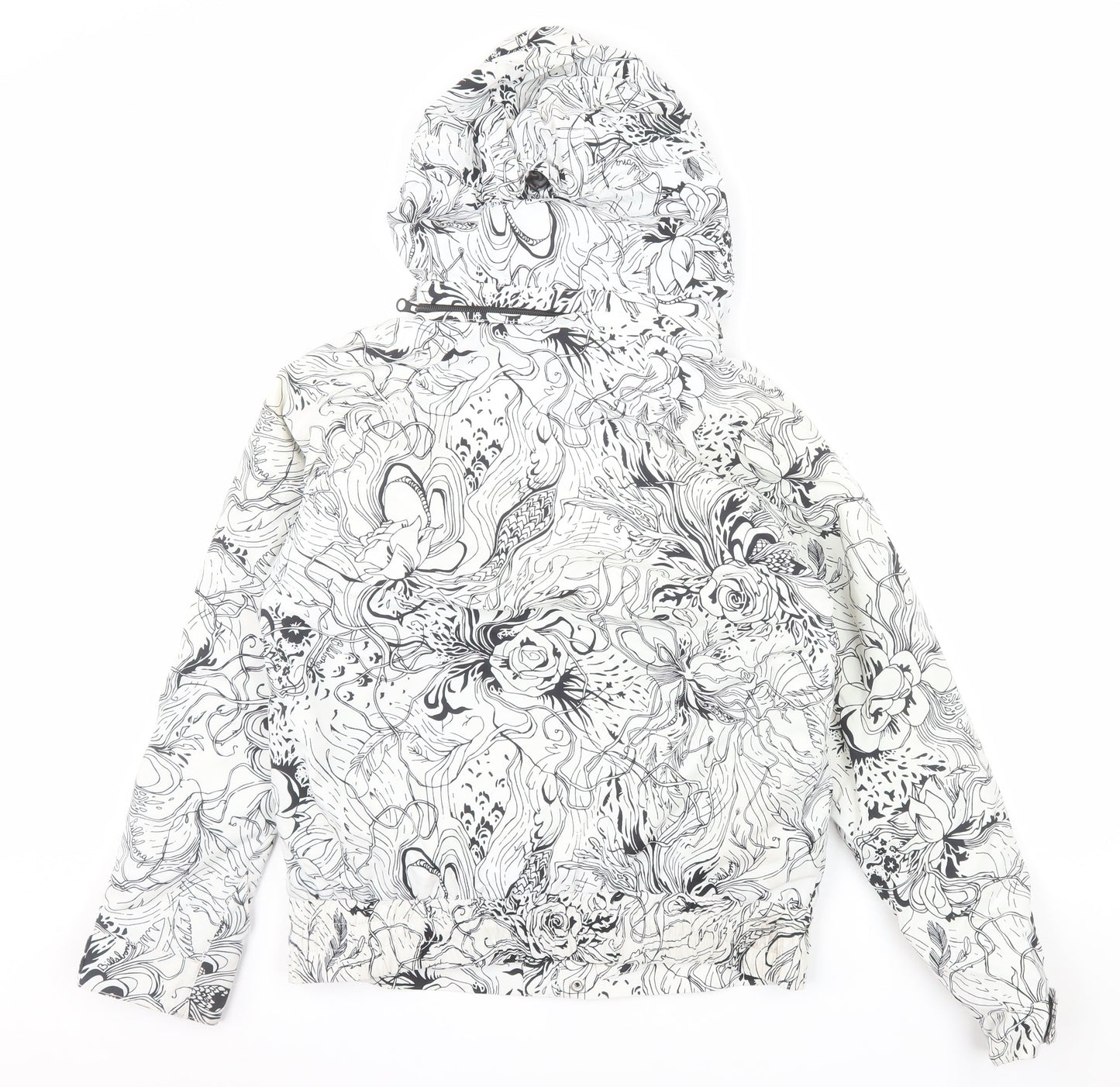 Billabong Womens XS White Floral Ski Jacket Hooded Waterproof