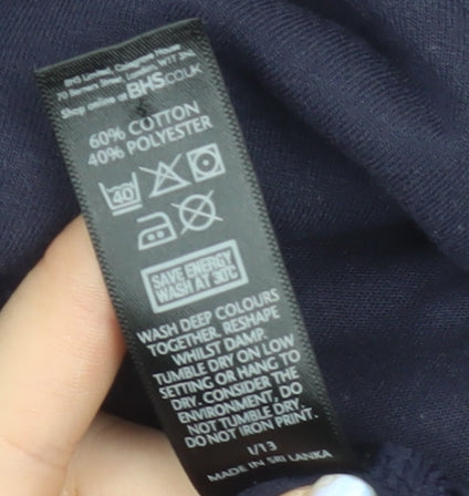 BHS Women Navy Size 22 Cowl Neck Pullover Hoodie Cotton Blend